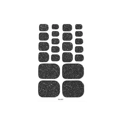 10 Listov Bleščečih Nalepk za Nohte na Nogah z Pilico - Vodoodporne Black