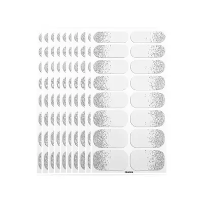 10 Listov Nalepk za Nohte z Pilico - Enobarvne Bleščeče Nalepke za Nohte White