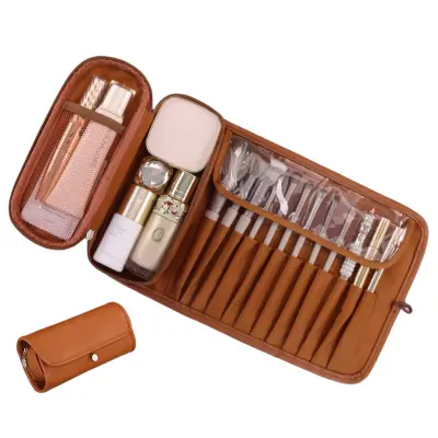 Večnamenska zložljiva torbica za ličila - Profesionalna kozmetična torbica Brown