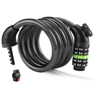 Črna petmestna kombinirana ključavnica za kolo - prenosna zaščita proti kraji