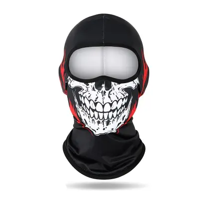 Skull Print Kolesarska Maska: Dihljiva Balaklava za Motoriste na Prostem