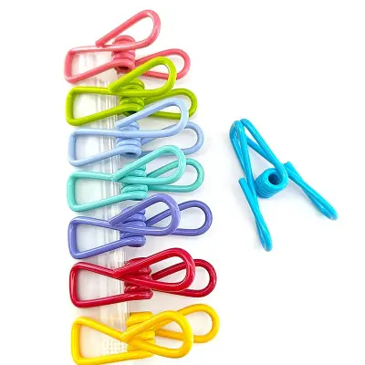 Barvite kovinske ščipalke za perilo - 8 kosov, prevlečene s PVC, odporne na veter