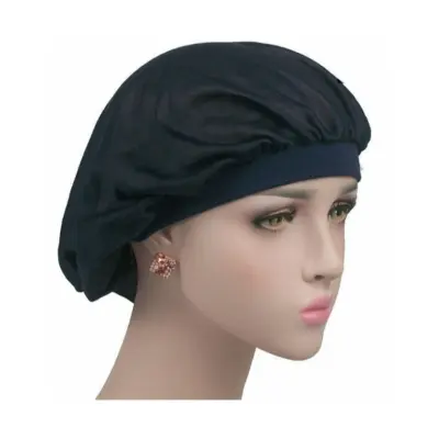 Mehka spalna kapa za dolge lase - udobna nočna kapa NavyBlue