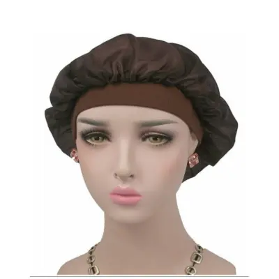 Mehka spalna kapa za dolge lase - udobna nočna kapa coffee