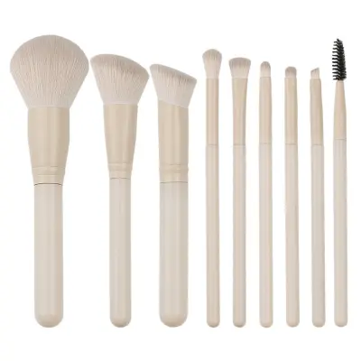 Moon Round Coffee Barva 9-Delni Set Čopičev za Ličenje - Mehka Sintetična Vlakna