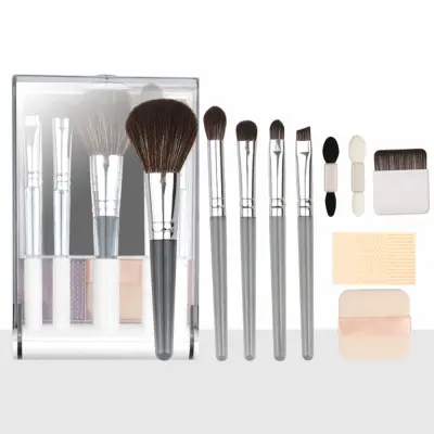 Prenosni Večnamenski Set Čopičev za Ličenje - Bela Kozmetična Škatla