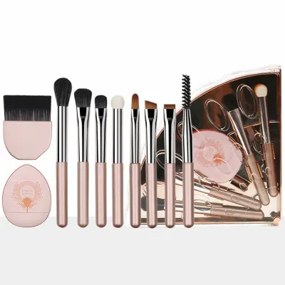 Prenosni Set Čopičev za Ličenje - 10-Delni Zložljiv Potovalni Komplet