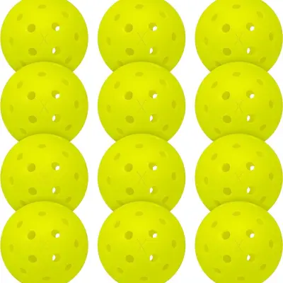 Pickleball Žogice - Paket 12, Visoko Odbojne Zunanje PE Pickleball Žoge, Rumene