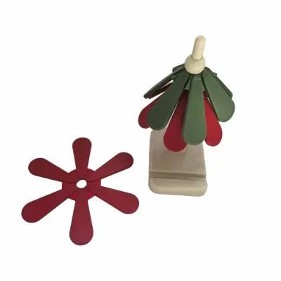 Božična Zložljiva Silikonska Podloga - Toplotno Odporna Podloga za Lonec red+green