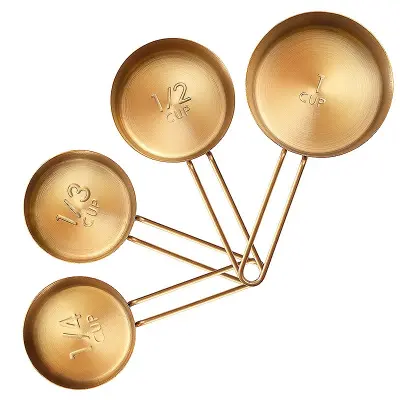 Zlati Merilni Set iz Nerjavečega Jekla - 4 Kosi za Peko in Kuhanje