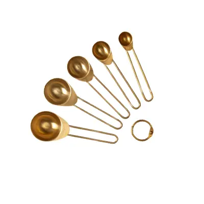 Zlate merilne žlice iz nerjavečega jekla 430 - 5-delni set za peko