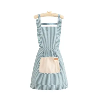 Eleganten kuhinjski predpasnik iz bombaža in lana - Zračen za domače kuhanje Blue
