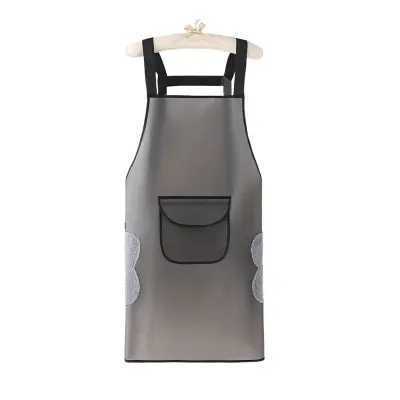 Brezrokavni TPU vodoodporen predpasnik z žepi za brisanje - siv kuhinjski predpasnik
