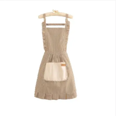 Eleganten kuhinjski predpasnik iz bombaža in lana - Zračen za domače kuhanje Brown