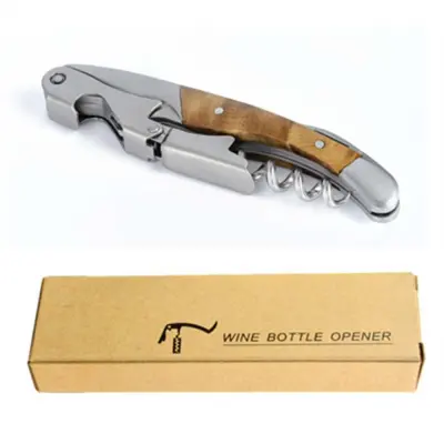 Ročni odpirač za vino iz nerjavečega jekla Shadow Wood s folijskim rezalnikom