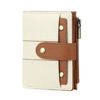 Ženska kratka tristranska denarnica z RFID blokiranjem in mošnjičkom za kovance White