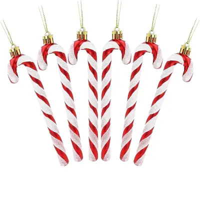 Okrasni bonboni v obliki palice (6 kosov) - praznični božični okraski Red