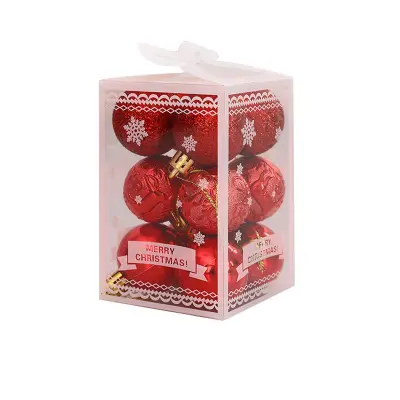 Božični okraski za drevo - Nerazbitne božične krogle (12 kosov) Red