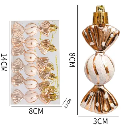 Božični okraski v obliki bonbonov - Mini okrogli bonboni (6 kosov) Champagne