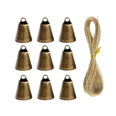 Festival Viseči Zvončki - 9 kosov Vintage Zvončkov z 5m Visečo Vrvjo Bronze