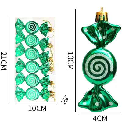 Božični Mini Sladkarije Okraski - Komplet 6, Praznični Okraski za Obešanje Green