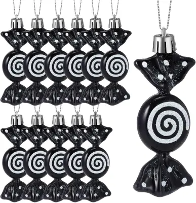Božični Mini Sladkarije Okraski - Komplet 6, Praznični Okraski za Obešanje Black