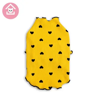 Ljubek potiskan hišni jopič z naborki - udobna oblačila za mačke in pse Yellow XL