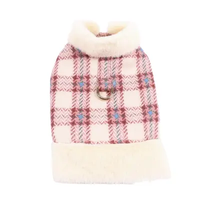 Plaid Plush Pet Vest Topla Jakna - Udobna Zimska Obleka za Majhne Pse  XS