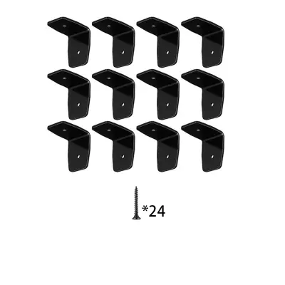 1.5x1.97in Joist Clip 12Pcs Set - Črni Kovinski L Nosilec za Tramove