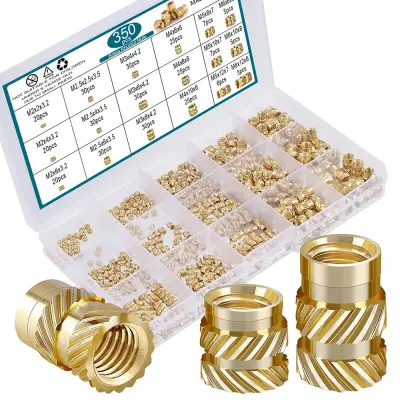 350 kosov komplet toplotno vgradnih vložkov - medeninasti navojni narebričeni oreščki za brizganje plastike