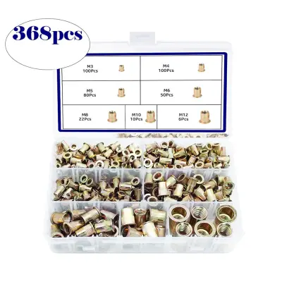 368 kosov komplet nazobčanih kovic, komplet navojnih vložkov iz cinkove zlitine