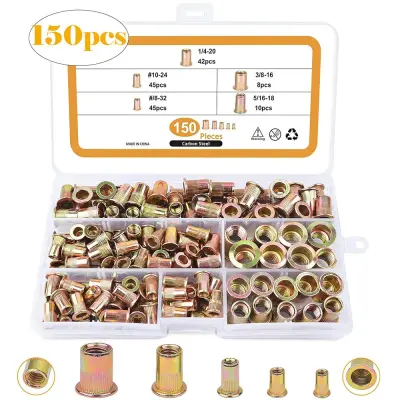 Komplet nazobčanih kovičnih matic - 150 kosov iz cinkove zlitine