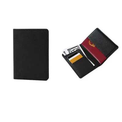 Črno PU usnjeno držalo za potni list - Tanek potovalni etui in ovitek