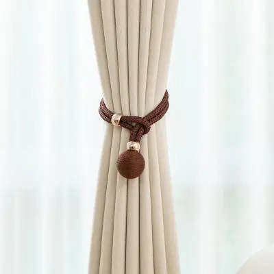 Komplet 2 okrasnih krogličnih zavesnih držal - elegantna okenska draperija DarkBrown