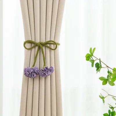 Komplet 2 okrasnih cvetličnih držal za zavese brez vrtanja Purple