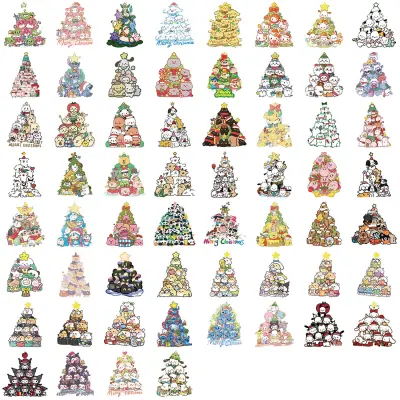 60 Kosov Božičnih Nalepk z Risankami - Vodoodporne PVC Nalepke za DIY Dekoracijo