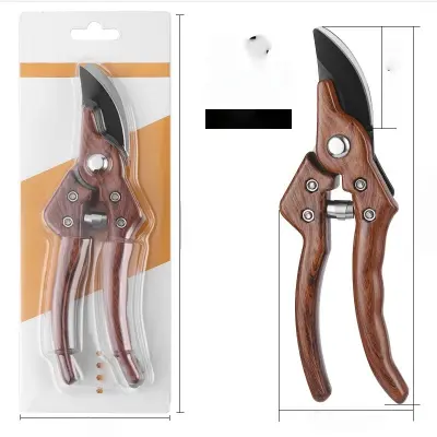 Večnamenske škarje za obrezovanje SK5 jeklo - vrtne škarje z lesenim ročajem Brown