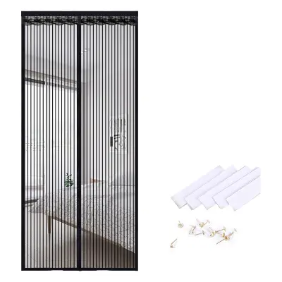 Magnetna mreža za vrata proti komarjem, črtast poliester, 95 cm x 200 cm