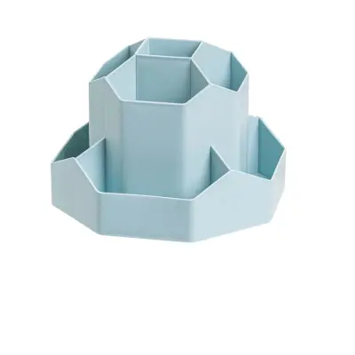 Plastični organizator za pisala velike kapacitete za pisarniško in študentsko mizo Blue