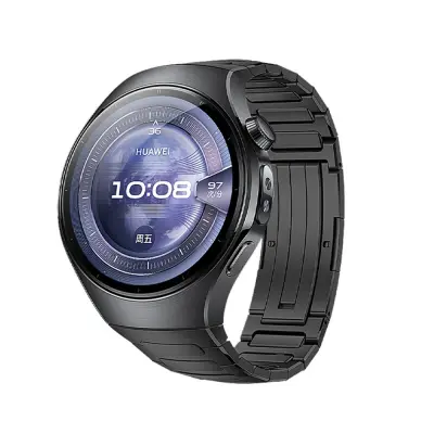 Kompatibilno s HUAWEI WATCH5 titanovo kovinsko zapestnico za uro Black 46 mm
