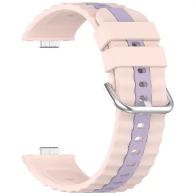 Združljivo z Huawei Watch Fit4/Fit4 Pro/Fit3 Dvo-barvni Silikonski Pas Pink