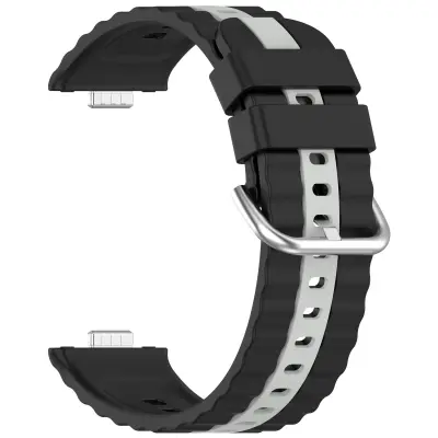 Združljivo z Huawei Watch Fit4/Fit4 Pro/Fit3 Dvo-barvni Silikonski Pas Black+Grey