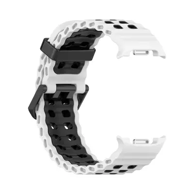 Združljiv silikonski pašček za Samsung Galaxy Watch8/Watch8 Classic - Ocean Band Style White+Black