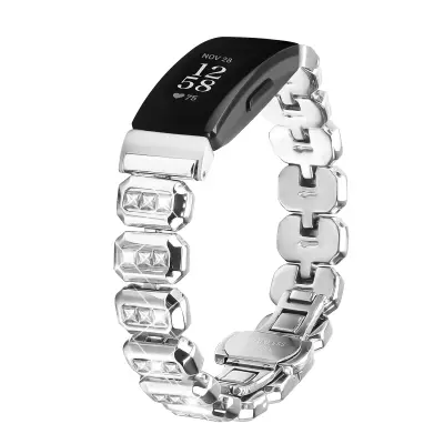 Fitbit Inspire Square Diamond Butterfly Trak z zaponko Silver