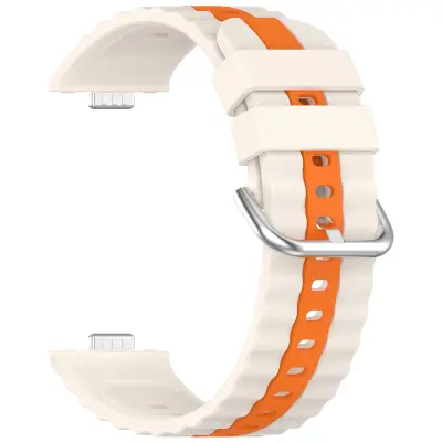 Združljivo z Huawei Watch Fit4/Fit4 Pro/Fit3 Dvo-barvni Silikonski Pas White+Orange