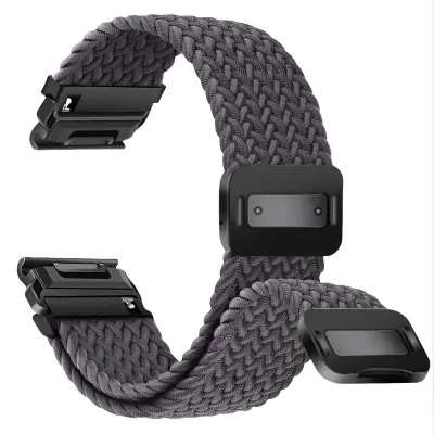 Združljiv z Garmin Fenix Series Quick Release Magnetic Sponka Elastičen Najlon Pleten Pas Grey 22 mm