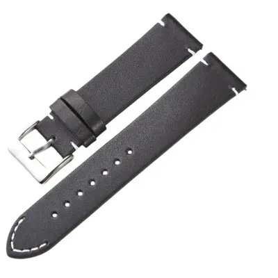 Združljiv s Huawei - Hitro Sprostitev Usnjen Pašček za Uro - Tanek & Mehak Black 22 mm