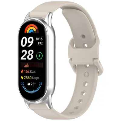 Združljivo z Xiaomi Band 8/9 Silikonski pašček z enojno zaponko Beige