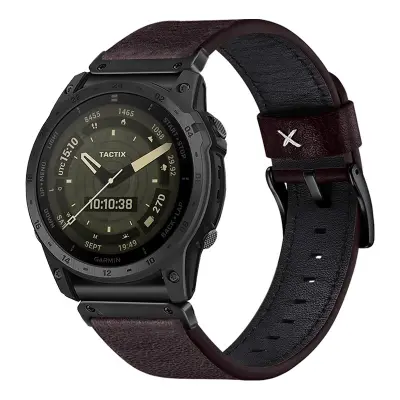 Združljiv Premium Usnjen Pas za Uro Garmin Fenix 8/7X/3 - Eleganten & Udoben Brown 26 mm