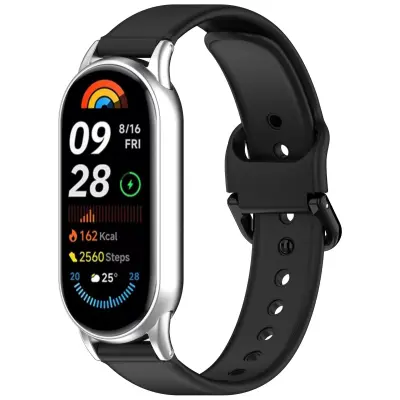 Združljivo z Xiaomi Band 8/9 Silikonski pašček z enojno zaponko Black